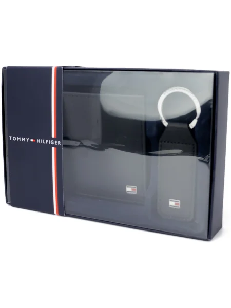 Tommy Hilfiger De piele portofel + breloc negru