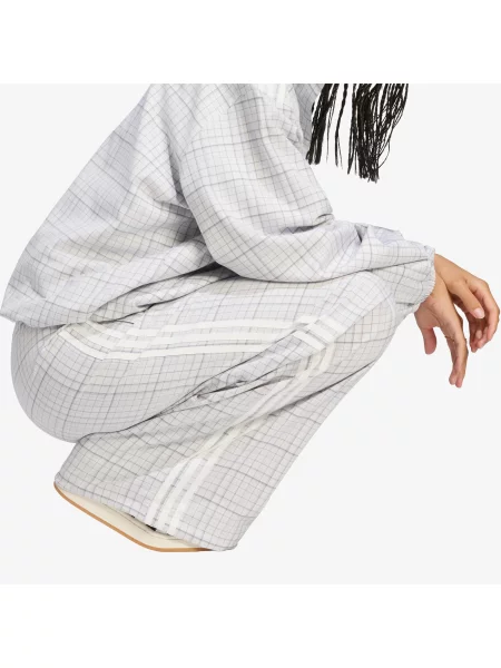 Kockované bežecké nohavice Adidas Originals sivá