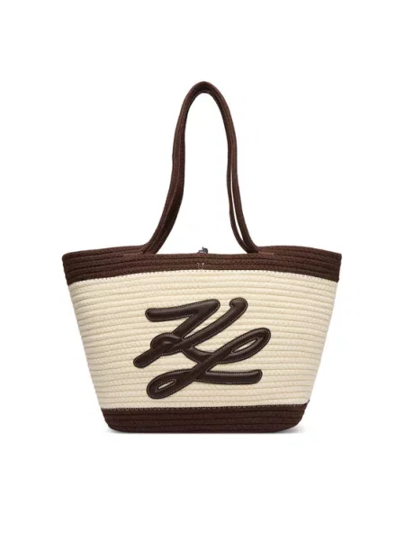 Karl Lagerfeld Torba za na plažo slonovina / temno rjava črna