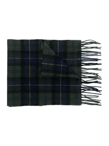 Barbour szalik wełniany wzorzysty zielony