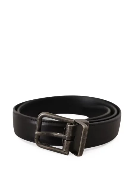 Curea Dolce & Gabbana din piele cu cataramă cu autograf negru