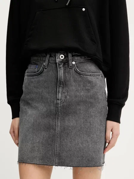 Karl Lagerfeld Jeans fustă din denim mini drept gri