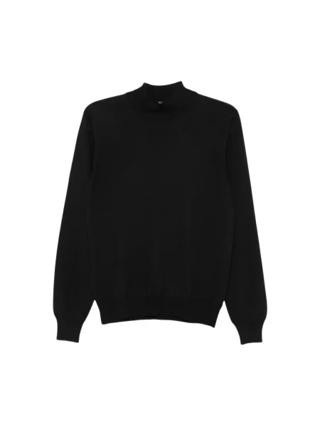 Lniany sweter z golfem Tagliatore czarny