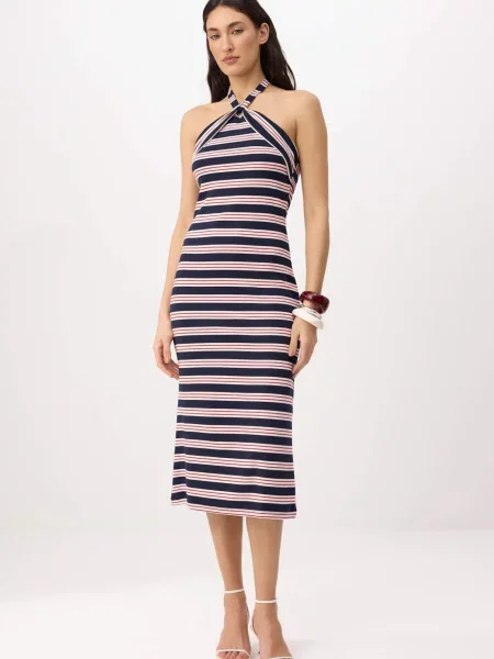 Trendyol Rochie de vară bleumarin / roşu închis alb