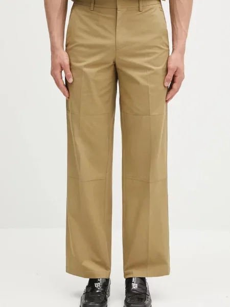 Hlače Helmut Lang FIELD.CARPENTER.COMP ravna zelena
