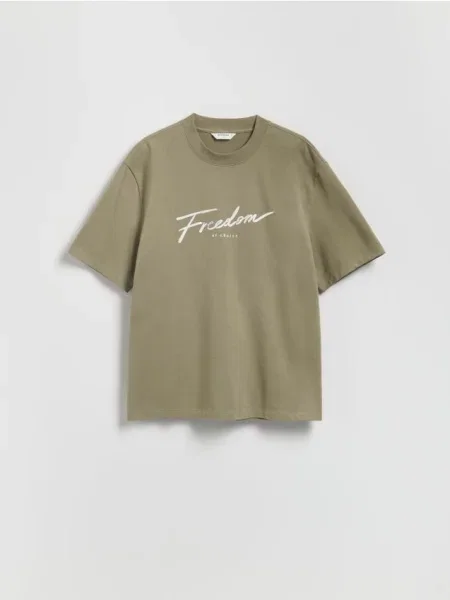 Reserved Tricou comfort fit cu imprimeu verde-pal verde