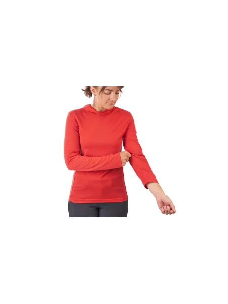 Chrome Industries W Merino LS Hoodie Poppy Kobiety Bluzy i bluzy z kapturem Chrome Size: XS czerwony