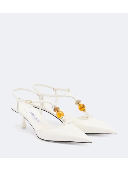 Pantofi cu toc Jimmy Choo din piele alb
