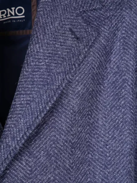 Palton Herno cu model herringbone albastru