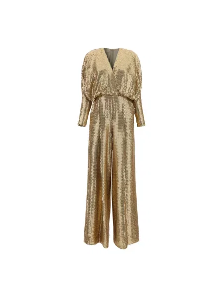 Kombinezon Elie Saab z cekinami tiulowy żółty
