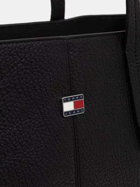 Tommy Jeans шопинг чанта дамска от имитация на кожа черно