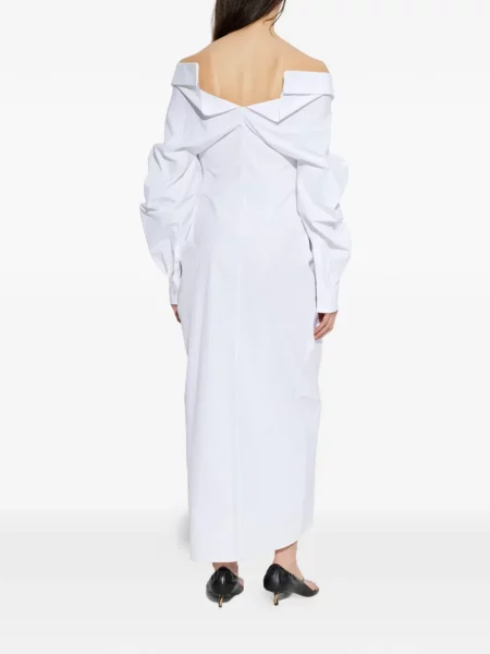 Rochie Givenchy drapată din poplin de costum alb