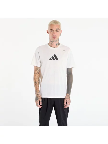 Фитнес зала тениска Adidas Performance с принт бежово
