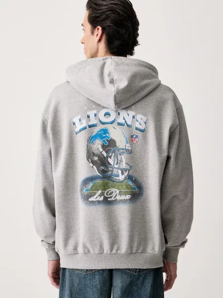 Les Deux bluza z kapturem x Detroit Lions szara