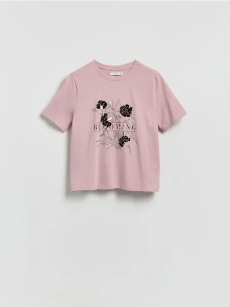 Reserved Tricou din cu imprimeu roz-pastel roz