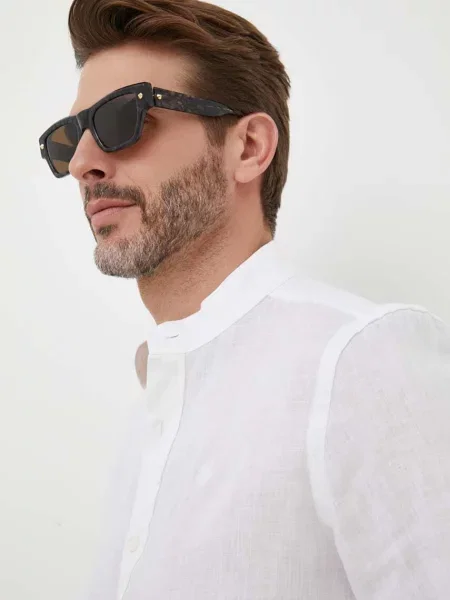 Alexander McQueen ochelari de soare barbati maro negru