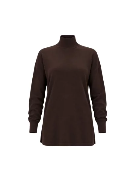 Sweter z golfem Marella do golfa brązowy