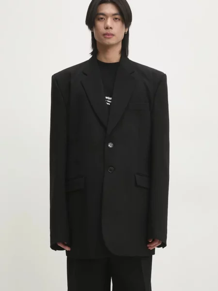 VETEMENTS geaca de lana Logo Embroidered Single Breasted negru