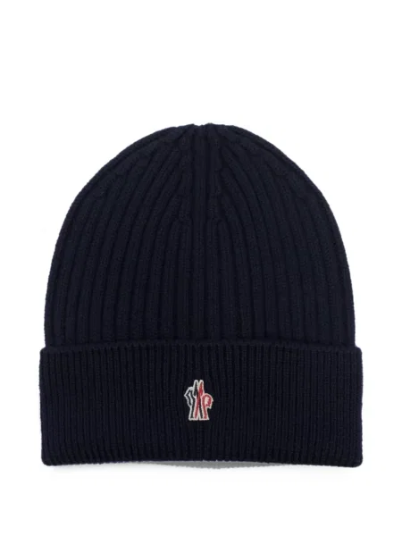 Πλεκτός σκούφος Moncler Grenoble με αυτόγραφο μπλε
