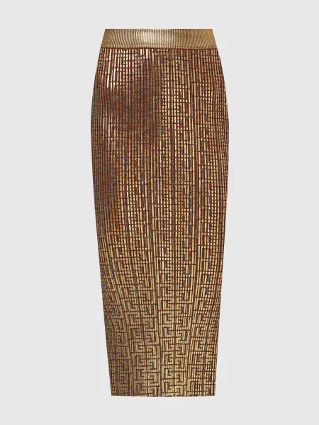 Спідниця міді з ефектом металік Balmain помаранчева