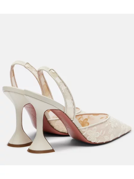 Pantofi cu toc Amina Muaddi din piele slingback alb