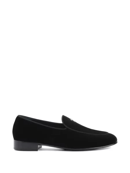 Pantofi loafer Giuseppe Zanotti de catifea cu autograf negru