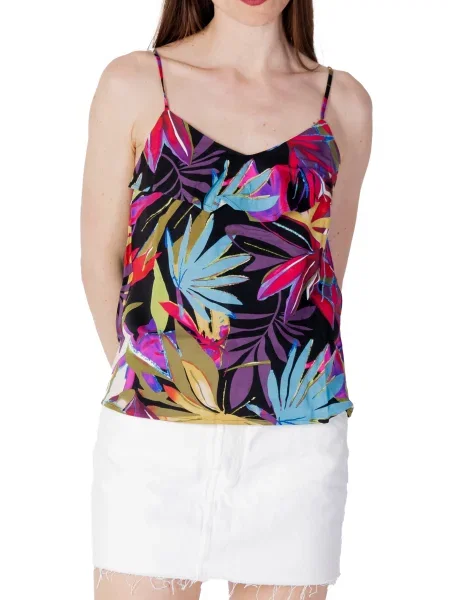 Top Only s cvetličnim vzorcem črna