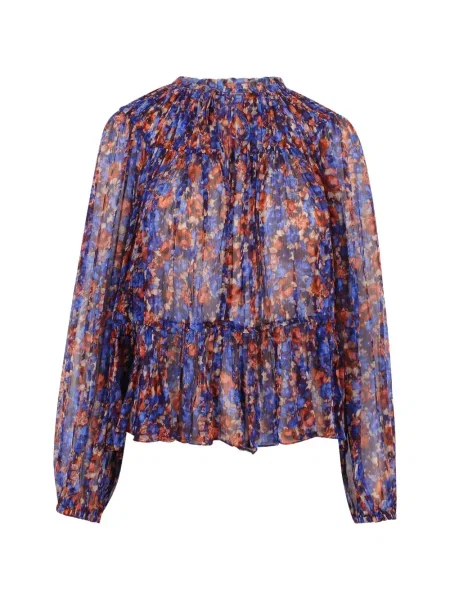 Top Ulla Johnson cu model floral cu volane albastru