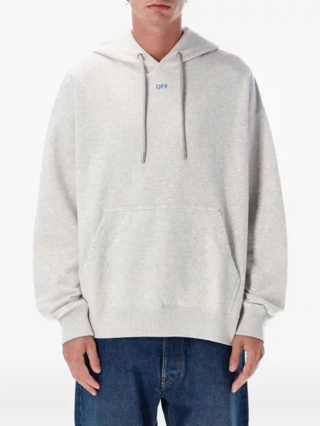 Hanorac cu glugă Off-white cu imagine alb