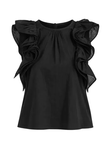 Top Kaos cu volane negru