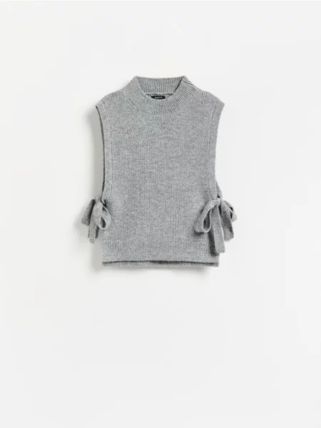 Reserved Poncho din amestec de lână deschis gri