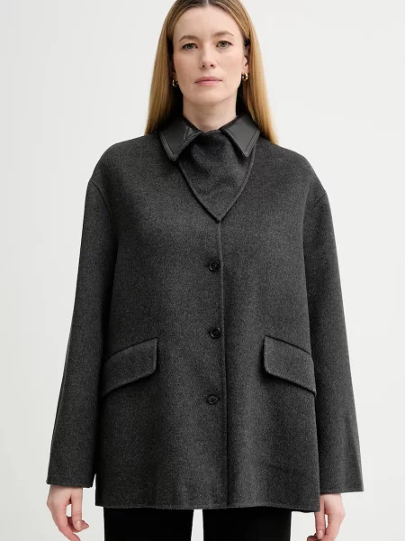 Plašč z dodatkom volne Nanushka siva