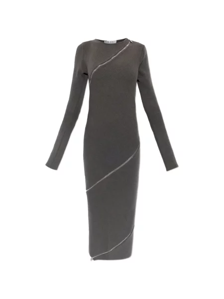 Rochie midi The Attico tricotate gri