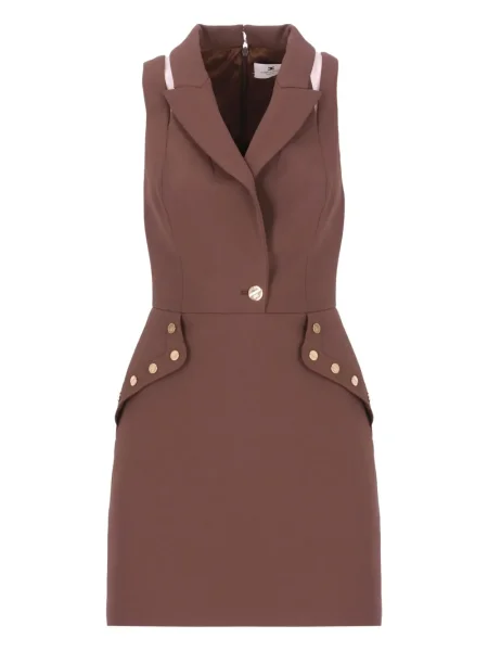 Rochie fără mâneci Elisabetta Franchi fără mâneci de costum maro