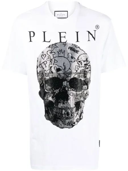 Tricou Philipp Plein cu imagine scurt alb