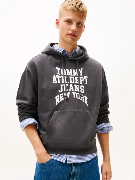 Tommy Jeans Majica Heritage Varsity črna bela