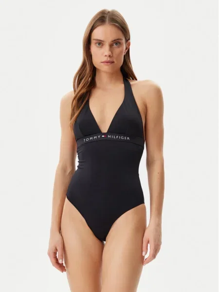 Jednodielne plavky Tommy Hilfiger Halter One Piece black čierna
