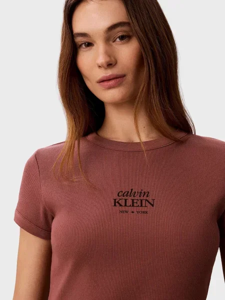 Дитяча футболка Calvin Klein Jeans коричнева
