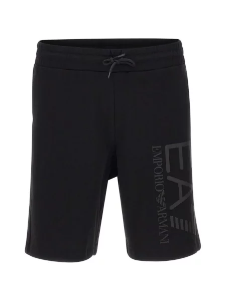Pantaloni scurți Ea7 Emporio Armani cu autograf negru