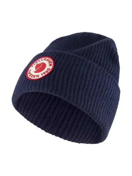 Fjallraven căciulă de lână Logo marin de lână din tricot gros albastru