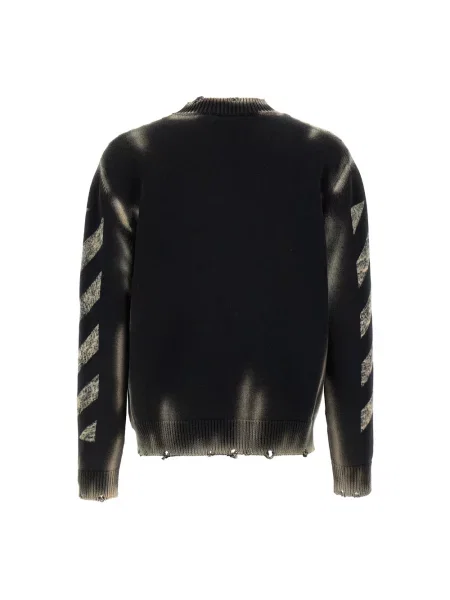 Off White Swetry Mężczyzna Czarny L Diag Arr Corrosion Sweater biały