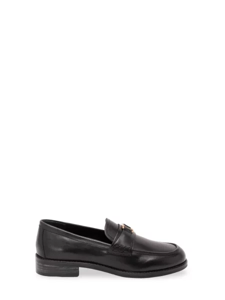 Pantofi loafer Twinset din piele cu autograf negru
