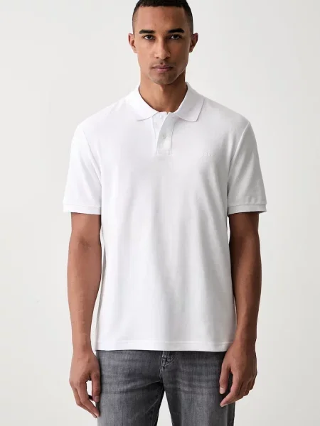 Tricou polo Boss Orange alb