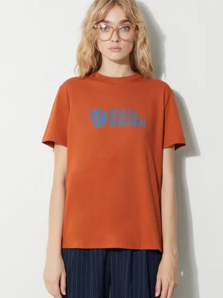 Koszulka trekkingowa Fjällräven Logo brązowa