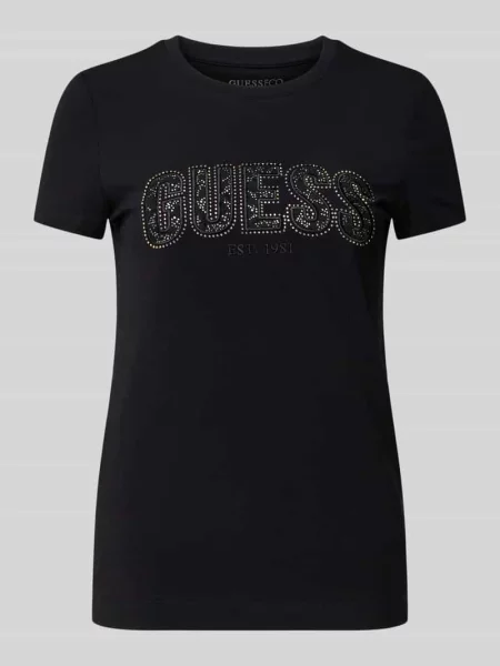 T-shirt z wyhaftowanym logo Guess czarna