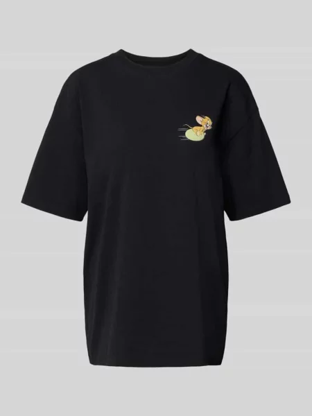 T-shirt typu oversized z nadrukiem z motywem Review czarna