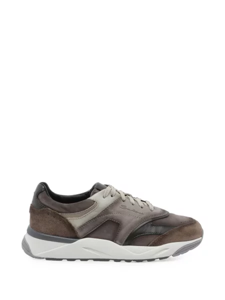 Sneakerși Santoni din piele de căprioară maro