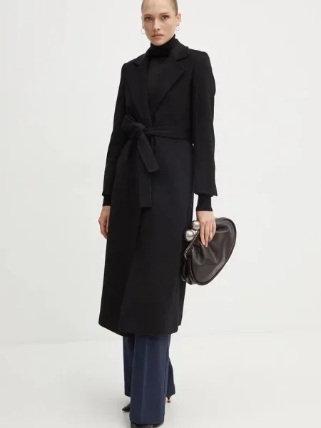 Шерстяное пальто Max&co черное