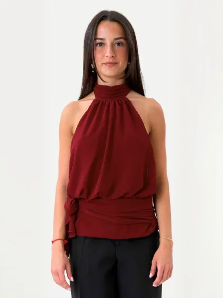 ITS MAY Top Cleudia burgundy roșu