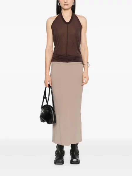 Top Rick Owens cu gât halter maro
